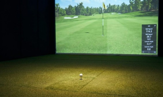 SkyTrak simulator screen showing live ball data